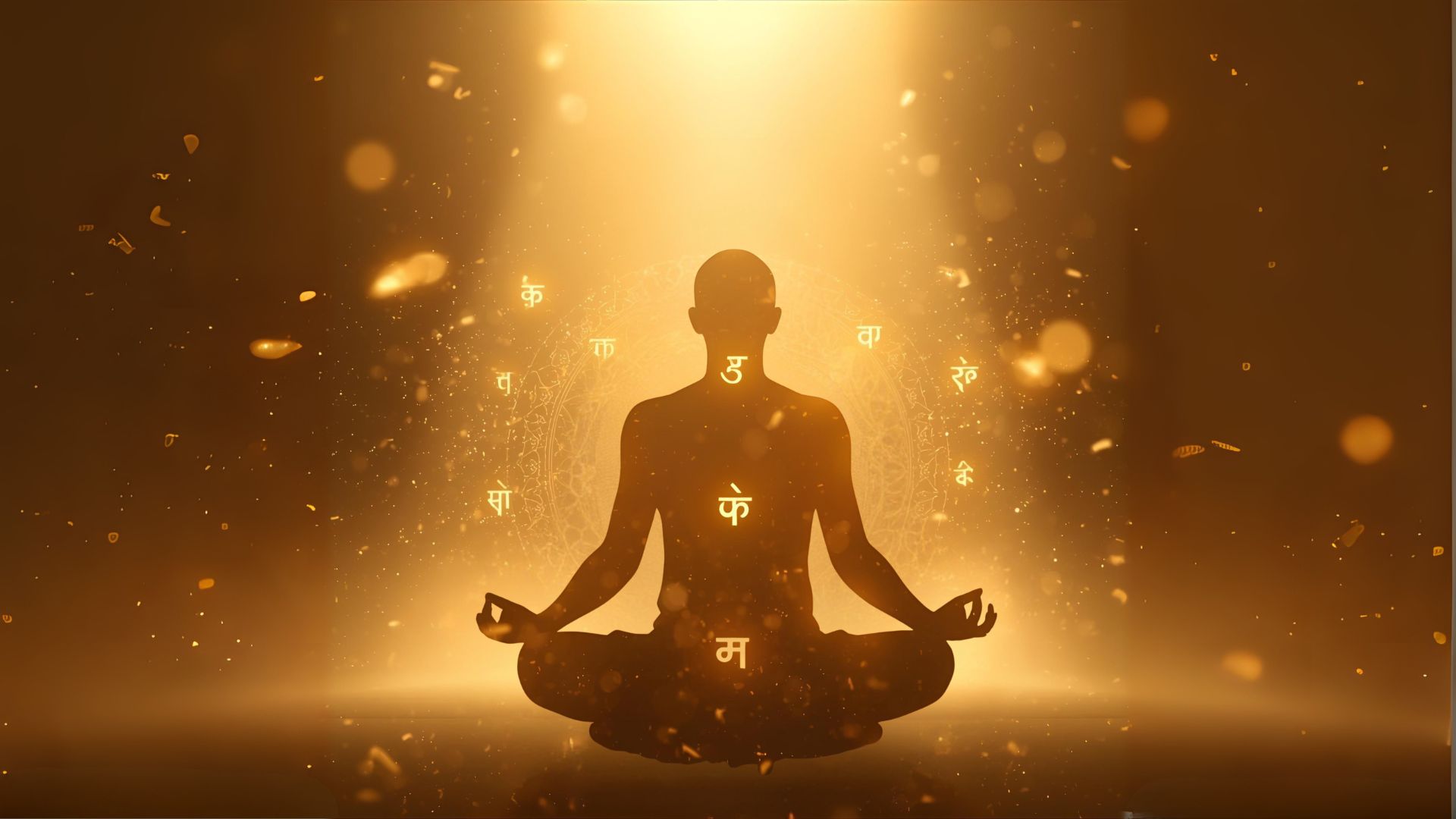 Person chanting Sanskrit mantras with mala beads