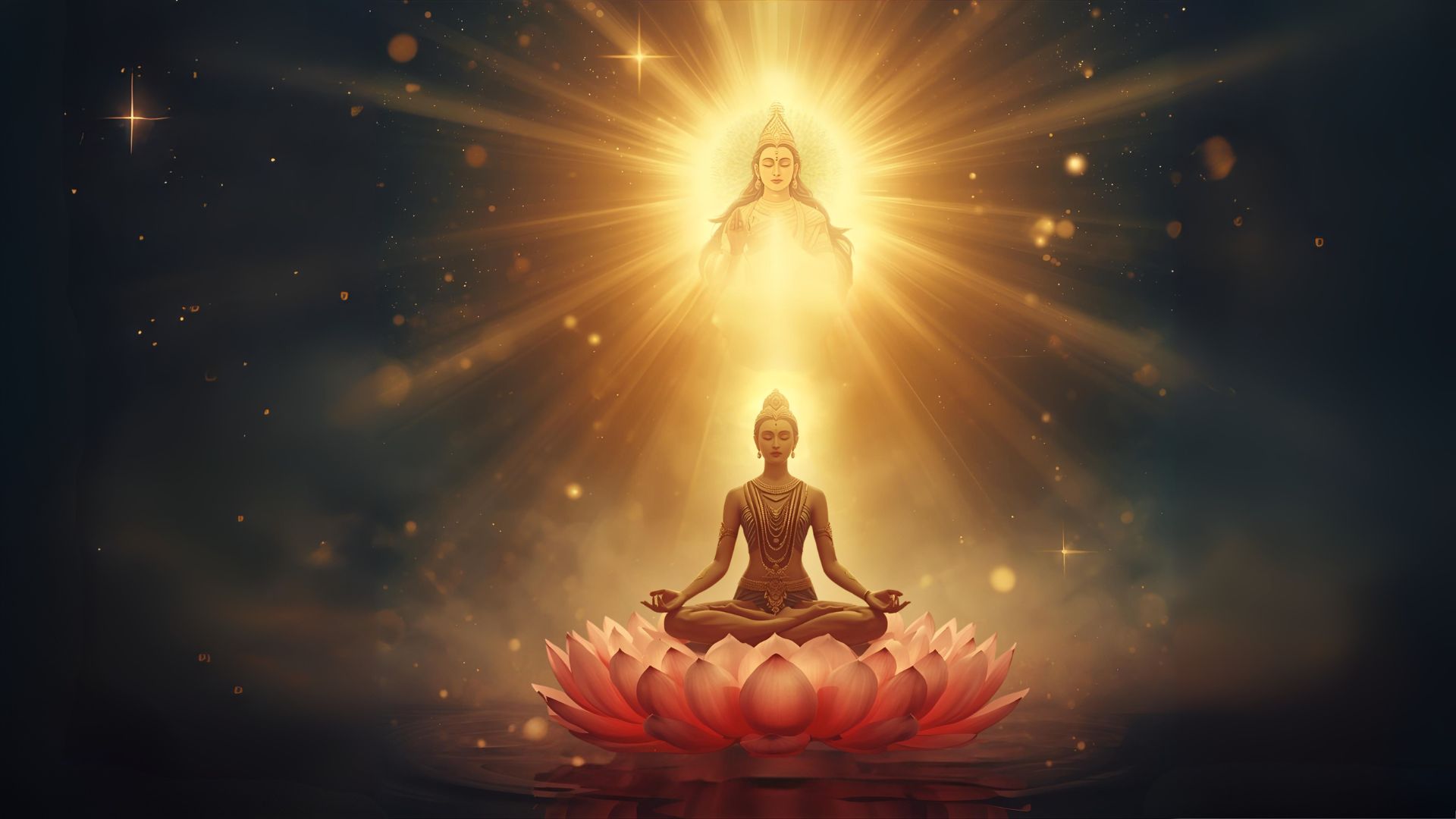 Illustration symbolizing Yoga as the path to realize Parā Shakti from the Devi Bhagavatam